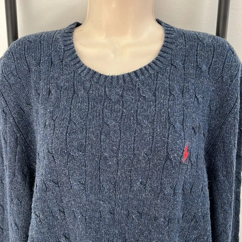 Vintage Polo by Ralph Lauren Silk Blue Knit Men Sweater Crewneck Size XL